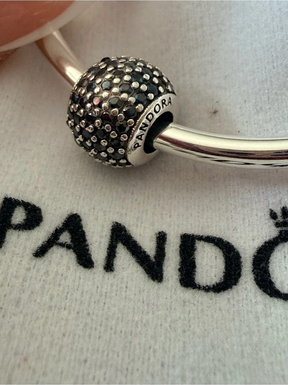Pandora Silver Pavé Charm in Black and Silver